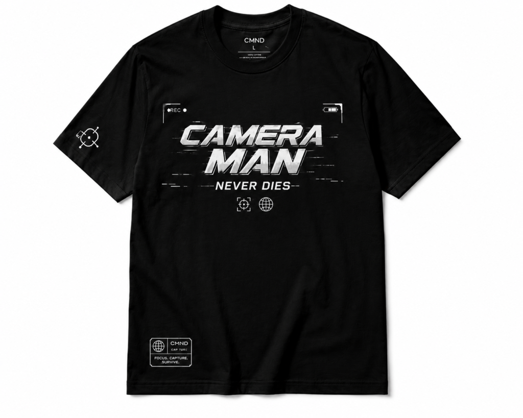 Camera Man Never Dies Graphic Tee - Black