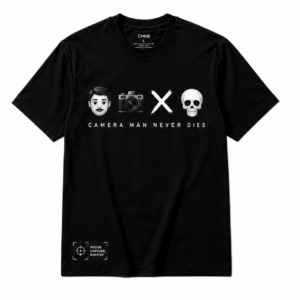 Camera Man Never Dies Emoji Tee - Black + White